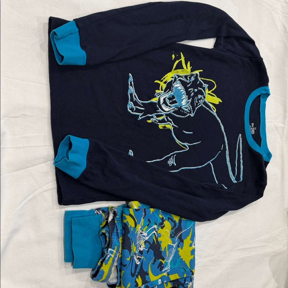 Dino Adventure Kids Pajama Set - Navy and Blue